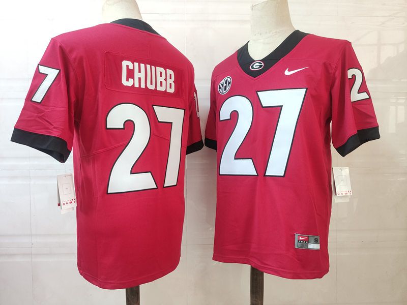 Men Georgia Bulldogs #27 Chubb Red Nike 2025 NCAA Jersey->ncaa teams->NCAA Jersey
